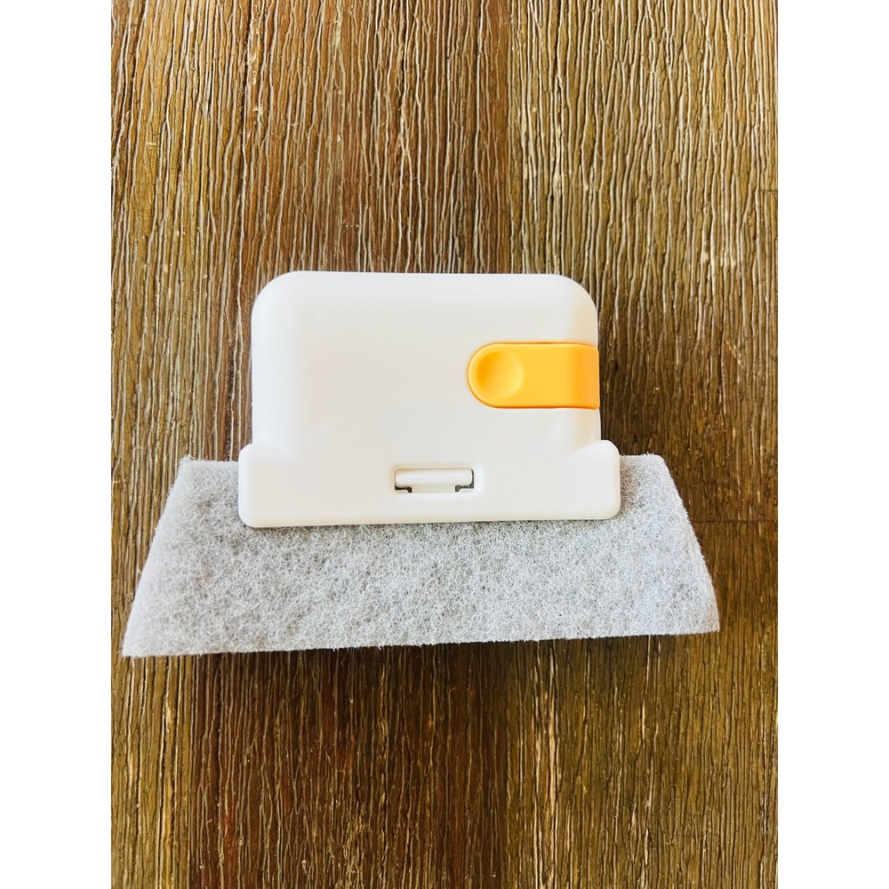Handheld Window Track Cleaning Tool Scouring Pad Crevice Brush White Orange